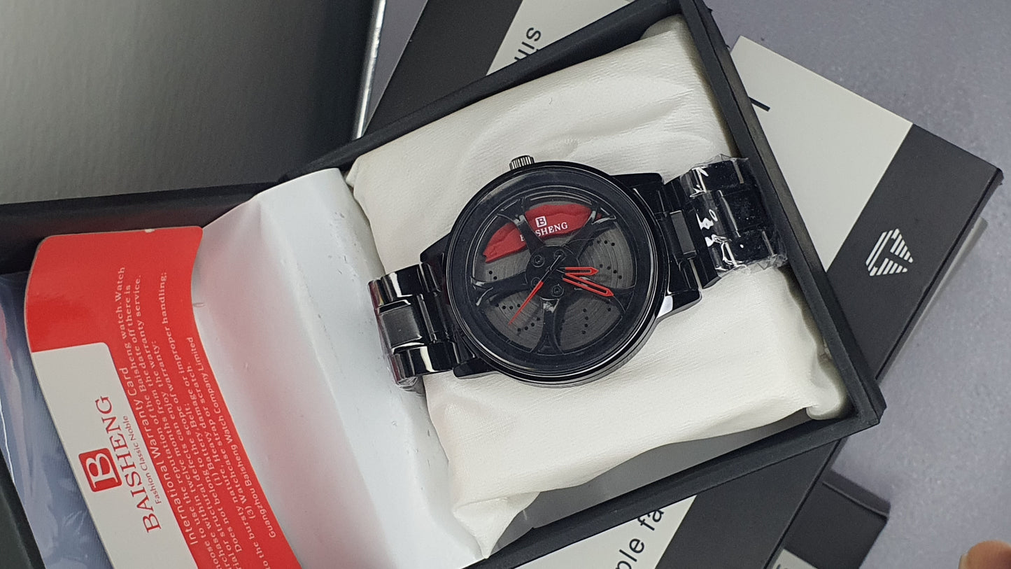 Red Sports Watch – Wheel Rim Dial Rotating