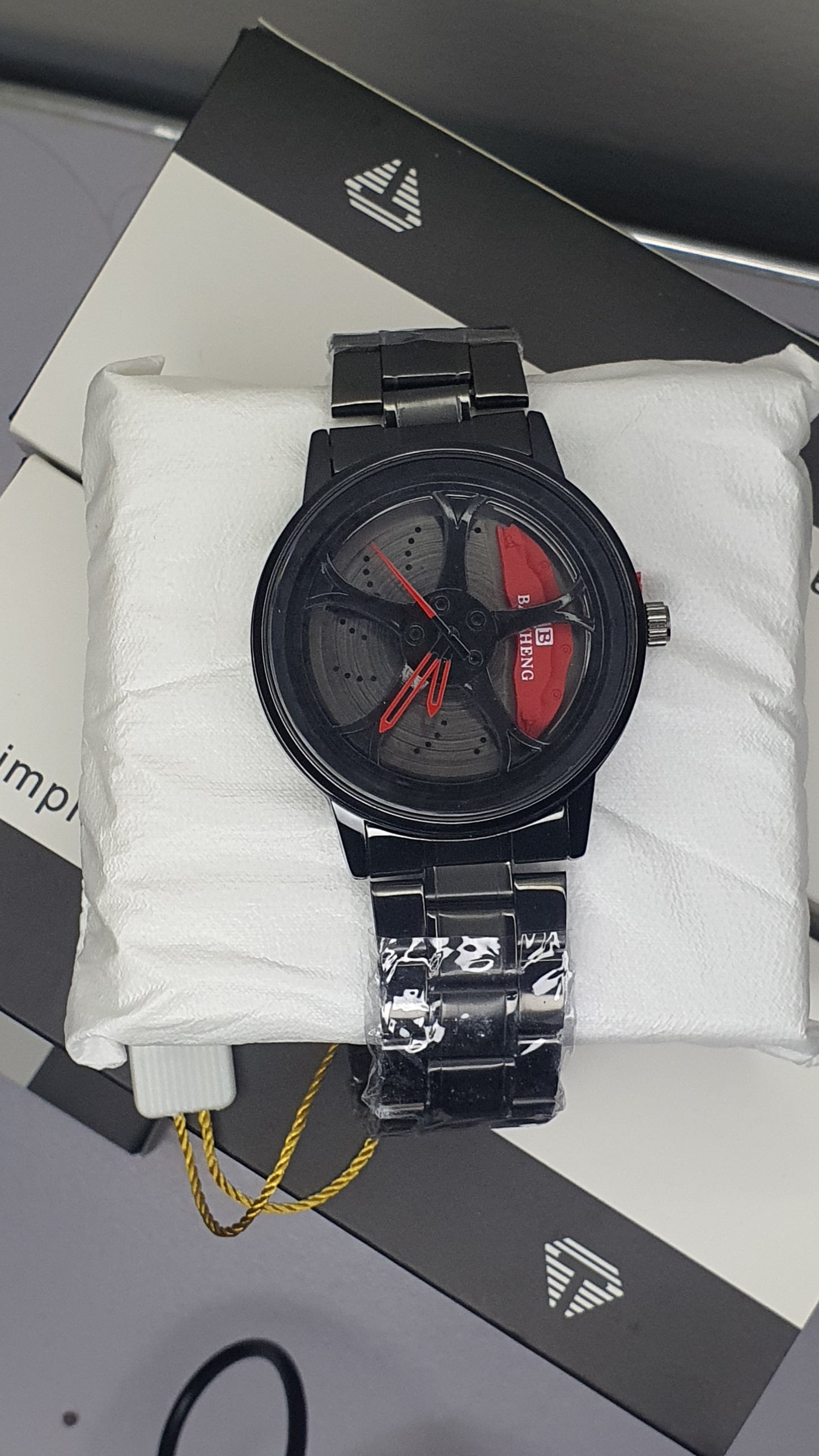 Red Sports Watch – Wheel Rim Dial Rotating